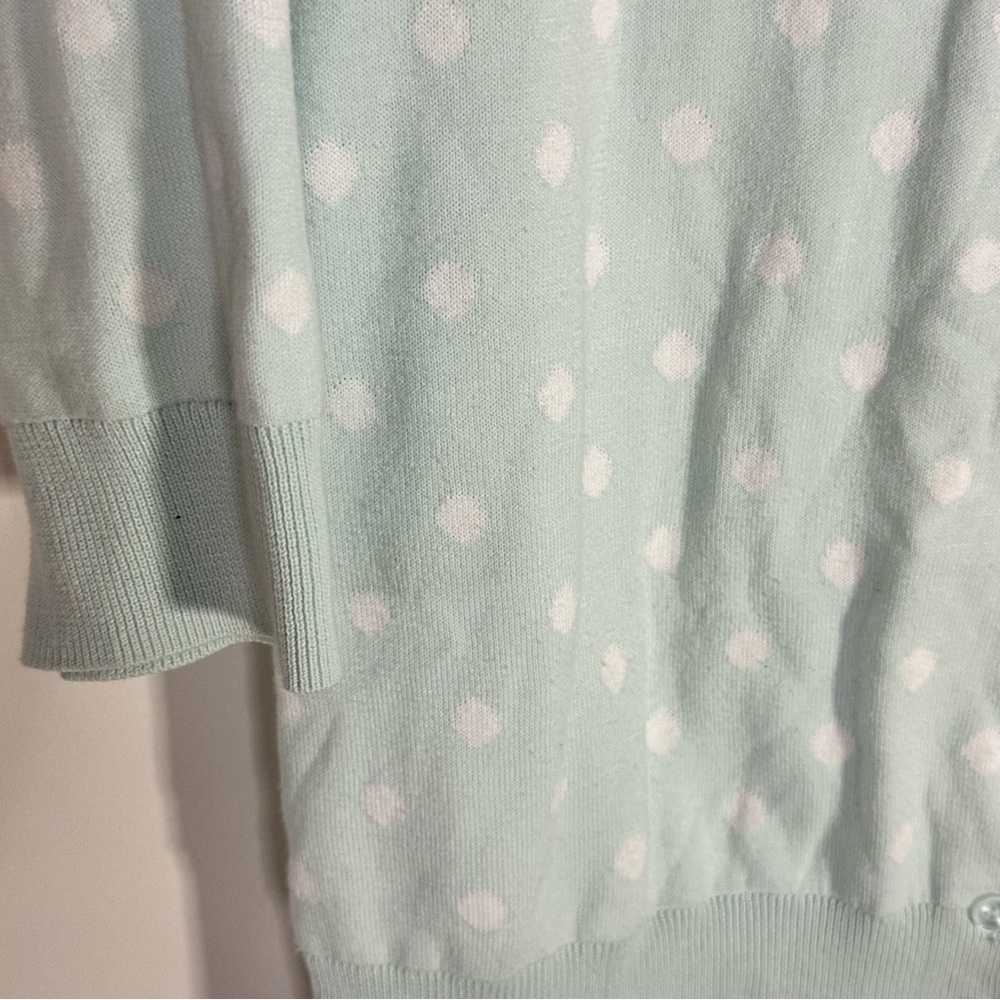 Talbots Woman Mint Green Polka Dot Cardigan – Size X- Winter Sweater Gift Layer - Picture 5 of 10